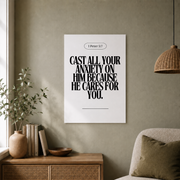 Neutral Christian Wall Art Set, Inspirational Bible Verse Triptych - Format: Unframed Paper Poster