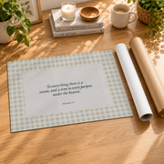 Neutral Fall Christian Wall Art, Beige Gingham Bible Verse Poster - Format: Rolled Canvas