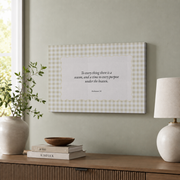 Neutral Fall Christian Wall Art, Beige Gingham Bible Verse Poster - Format: Stretched Canvas
