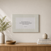 Neutral Fall Christian Wall Art, Beige Gingham Bible Verse Poster - Format: Stretched Canvas