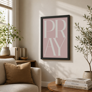 Neutral Jesus Word Christian Wall Art Set, Minimalist Girl Room Prints - Format: Black Framed Poster