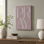 Neutral Jesus Word Christian Wall Art Set, Minimalist Girl Room Prints - Format: Stretched Canvas