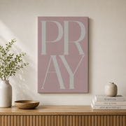 Neutral Jesus Word Christian Wall Art Set, Minimalist Girl Room Prints - Format: Stretched Canvas