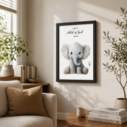 Neutral Safari Christian Nursery Wall Art Set, Baby Animal Scripture Prints - Format: Black Framed Poster