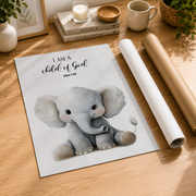 Neutral Safari Christian Nursery Wall Art Set, Baby Animal Scripture Prints - Format: Rolled Canvas