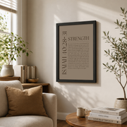 Neutral Strength And Stillness Christian Wall Art Set, Earth Tone Prints - Format: Black Framed Poster