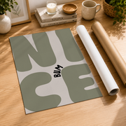 Nice Bum Wall Art Sage Green Monochrome Typography Poster Bathroom and Bedroom Decor - Format: Rolled Canvas
