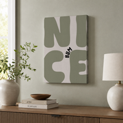 Nice Bum Wall Art Sage Green Monochrome Typography Poster Bathroom and Bedroom Decor - Format: Stretched Canvas