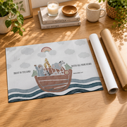 Noah's Ark Christian Nursery Wall Art, Bible Verse Illustration Poster - Format: Rolled Canvas