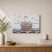 Noah's Ark Christian Nursery Wall Art, Bible Verse Illustration Poster - Format: Stretched Canvas