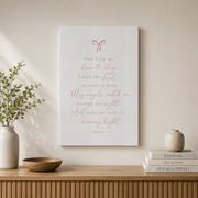 Now I Lay Me Down To Sleep Christian Nursery Wall Art, Pink Bow Prayer Poster - Format: Stretched Canvas