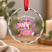 October Pink Tooth Breast Cancer Awareness Gift Glass Ornament - Material: Circle Glass Ornament