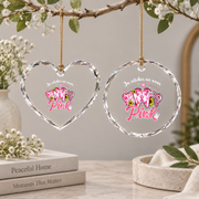 October Pink Tooth Breast Cancer Awareness Gift Glass Ornament - Material: Heart Glass Ornament