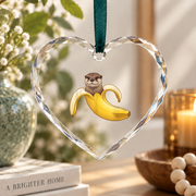 Otter Lover Banana Funny Animal Glass Ornament - Material: Heart Glass Ornament