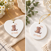 Otter Lover Cute Animal Gift Glass Ornament - Material: Heart Ceramic Ornament