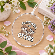 Otter Lover Sea Animal Ocean Theme Glass Ornament - Material: Circle Glass Ornament