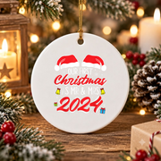 Our First Christmas Married Couple Glass Ornament - Material: Circle Ceramic Ornament