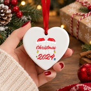 Our First Christmas Married Couple Glass Ornament - Material: Heart Ceramic Ornament