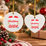 Our First Christmas Married Couple Glass Ornament - Material: Heart Ceramic Ornament
