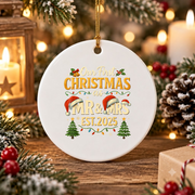 Our First Christmas Matching Couple Glass Ornament - Material: Circle Ceramic Ornament