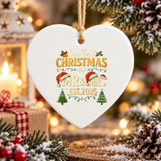 Our First Christmas Matching Couple Glass Ornament - Material: Heart Ceramic Ornament