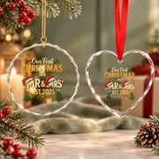 Our First Christmas Matching Couple Glass Ornament - Material: Heart Glass Ornament