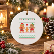 Our First Christmas Mommy Daddy Family Glass Ornament - Material: Circle Ceramic Ornament
