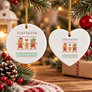 Our First Christmas Mommy Daddy Family Glass Ornament - Material: Heart Ceramic Ornament