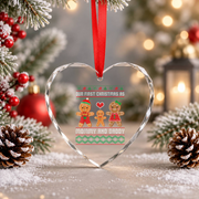 Our First Christmas Mommy Daddy Family Glass Ornament - Material: Heart Glass Ornament