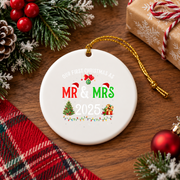 Our First Christmas Mr And Mrs Couple Glass Ornament - Material: Circle Ceramic Ornament