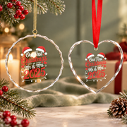 Our First Christmas Mr Mrs 2025 Glass Ornament - Material: Heart Glass Ornament