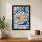 Oyster Seafood Wall Art Blue Kitchen Coastal Poster Sardine Tin Lobster Plate Print Living Room Decor - Format: Black Framed Poster