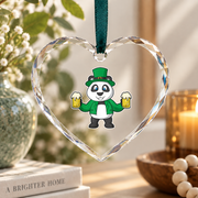Panda Beer Irish Gift Glass Ornament - Material: Heart Glass Ornament
