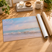 Pastel Coastal Beach Photography Wall Art Seaside Ocean Poster Home Decor Unframed - Format: Rolled Canvas