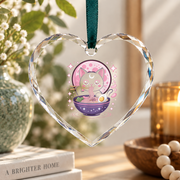 Pastel Goth Black Cat Ramen Lover Glass Ornament - Material: Heart Glass Ornament