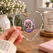 Pastel Goth Black Cat Ramen Lover Glass Ornament - Material: Heart Glass Ornament