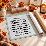 Pastel Halloween Witch Print Retro Fall Wall Art Trendy Seasonal Decor Poster - Format: Rolled Canvas