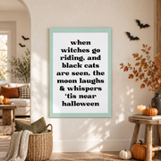 Pastel Halloween Witch Print Retro Fall Wall Art Trendy Seasonal Decor Poster - Format: Unframed Paper Poster