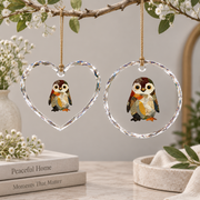 Patchwork Penguin Boho Animal Collage Glass Ornament - Material: Heart Glass Ornament