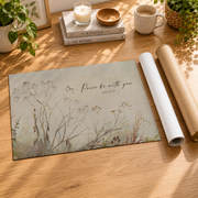 Peace Be With You Christian Wall Art, Antique Botanical Scripture Poster - Format: Rolled Canvas