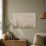 Peace Be With You Christian Wall Art, Antique Botanical Scripture Poster - Format: Unframed Paper Poster