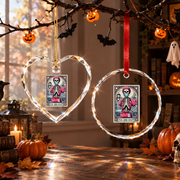 Personalized Nurse Skeleton Ornament with Tarot Card Night Shift Theme Glass Ornament - Material: Circle Glass Ornament