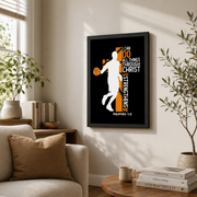 Philippians 4:13 Basketball Christian Wall Art, I Can Do All Things Poster - Format: Black Framed Poster