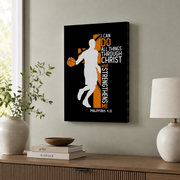 Philippians 4:13 Basketball Christian Wall Art, I Can Do All Things Poster - Format: Stretched Canvas
