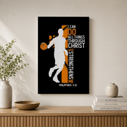Philippians 4:13 Basketball Christian Wall Art, I Can Do All Things Poster - Format: Stretched Canvas
