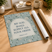 Philippians 4:19 Christian Wall Art, Floral Provision Scripture Poster - Format: Rolled Canvas
