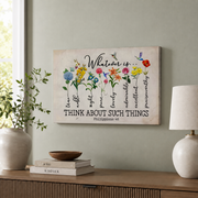 Philippians 4:8 Whatever Is True Christian Wall Art, Vintage Scripture Poster - Format: Stretched Canvas
