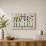 Philippians 4:8 Whatever Is True Christian Wall Art, Vintage Scripture Poster - Format: Stretched Canvas