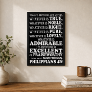 Philippians 4 Think About Such Things Christian Wall Art Poster - Format: Black Framed Poster
