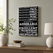 Philippians 4 Think About Such Things Christian Wall Art Poster - Format: Stretched Canvas